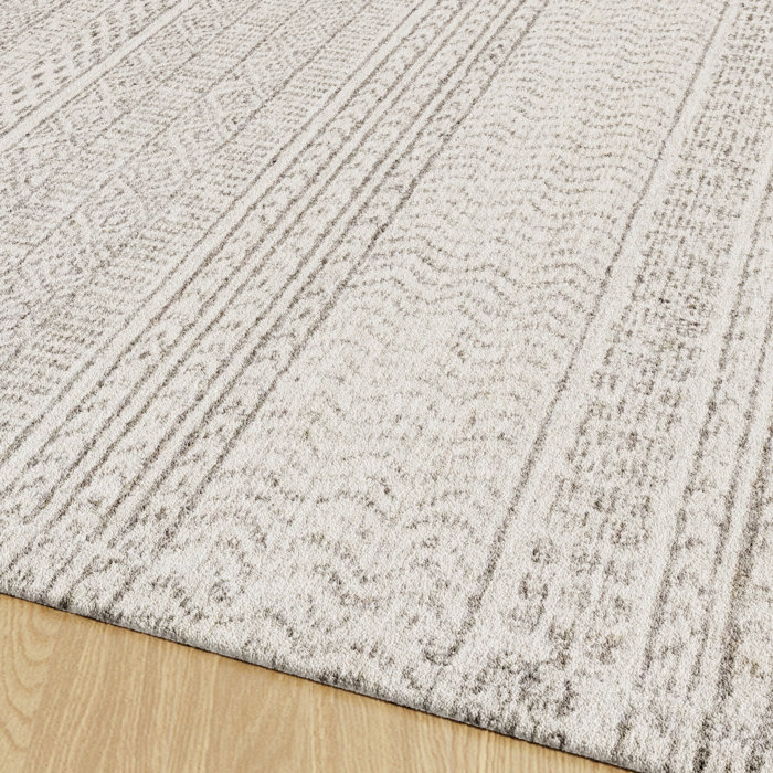 Steelside™ Lansing Handmade Hand Tufted Wool Gray/Cream Rug & Reviews